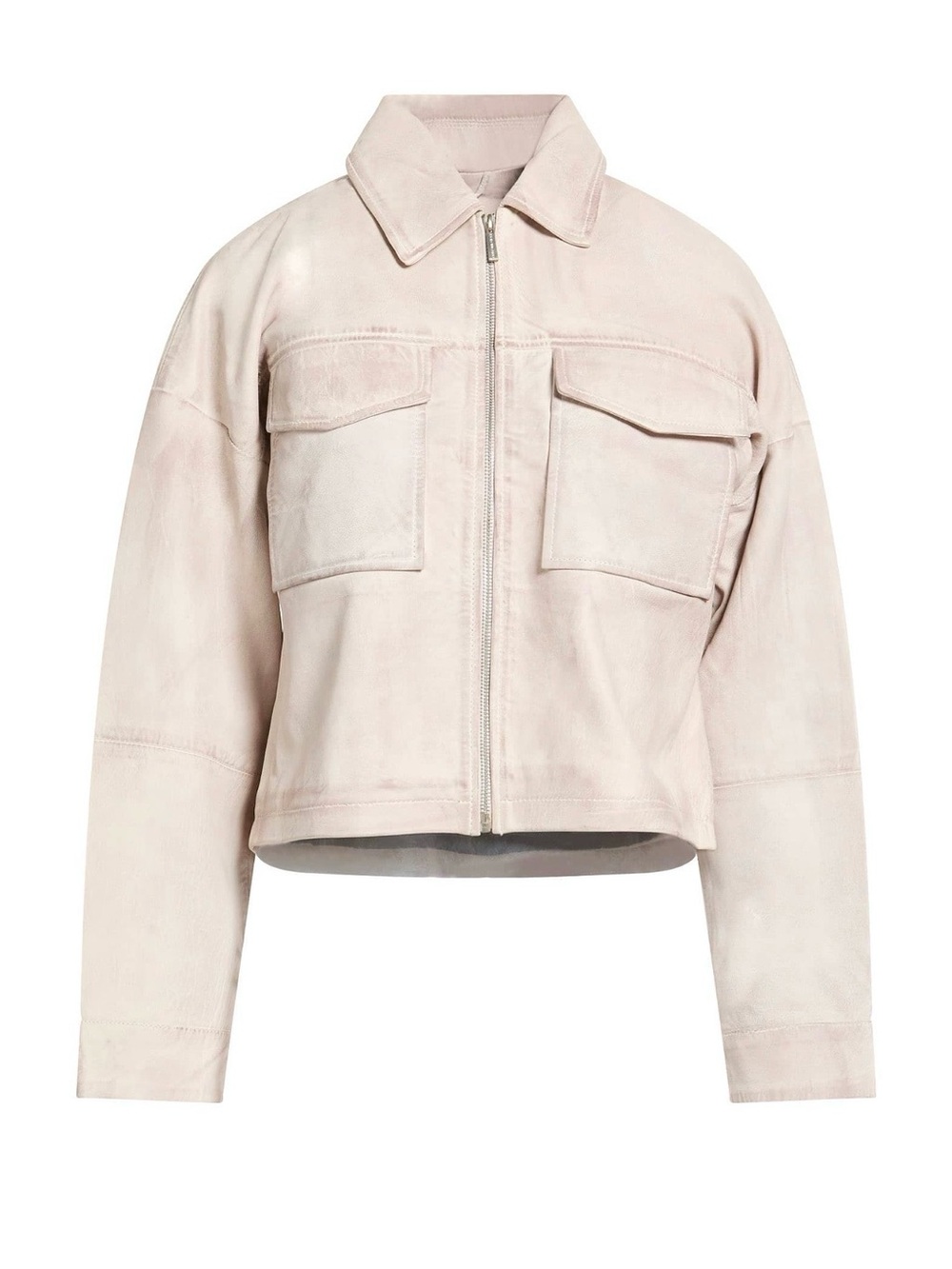 Light Gray Suede Shirt Jacket - Women's Lightweight Zip Front